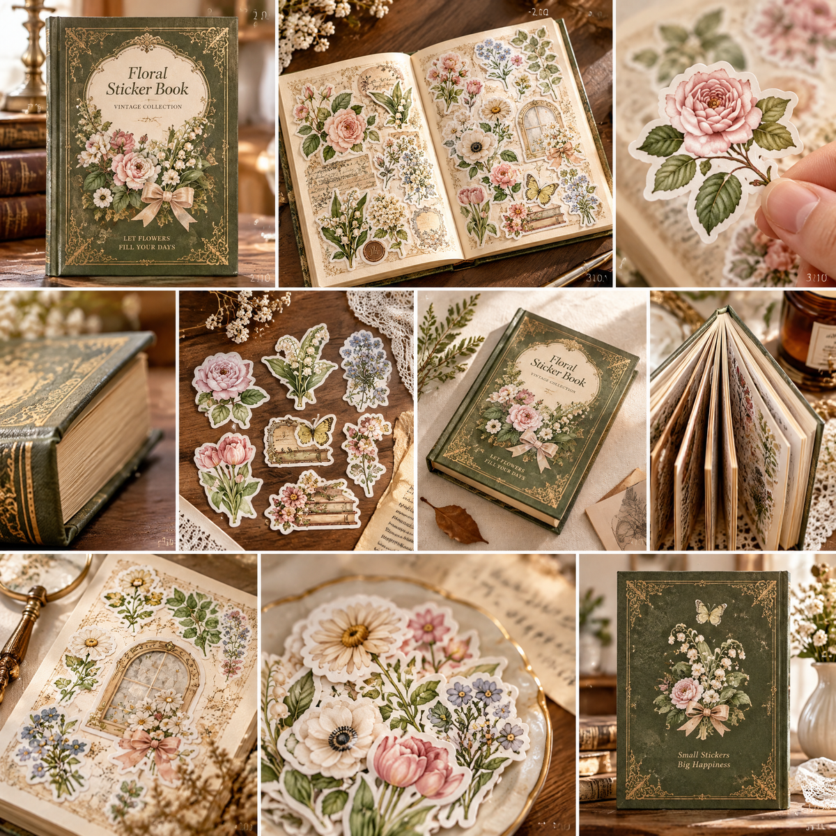 Laiyuta™ Vintage Floral Sticker Book lifestyle view
