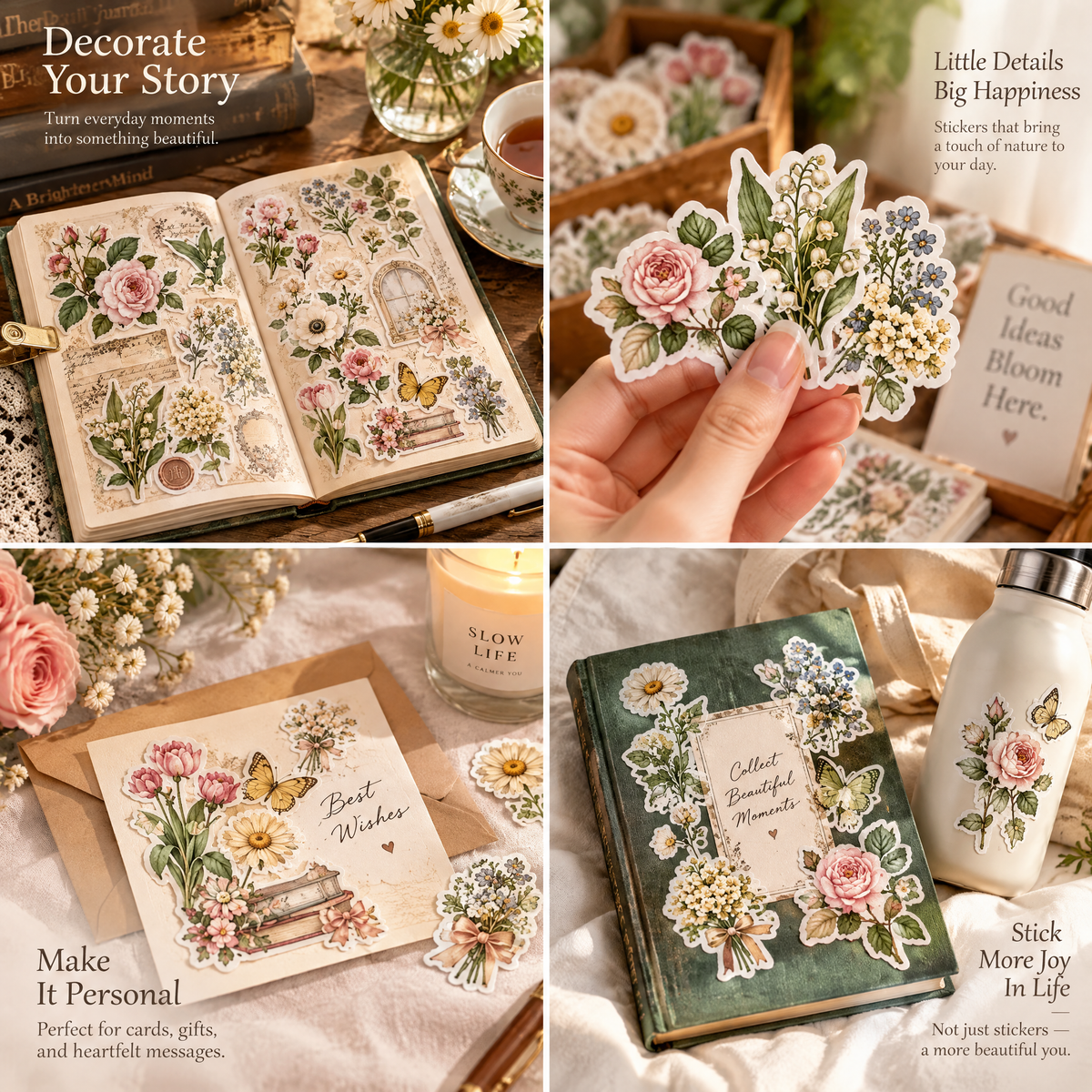 Laiyuta™ Vintage Floral Sticker Book detail view
