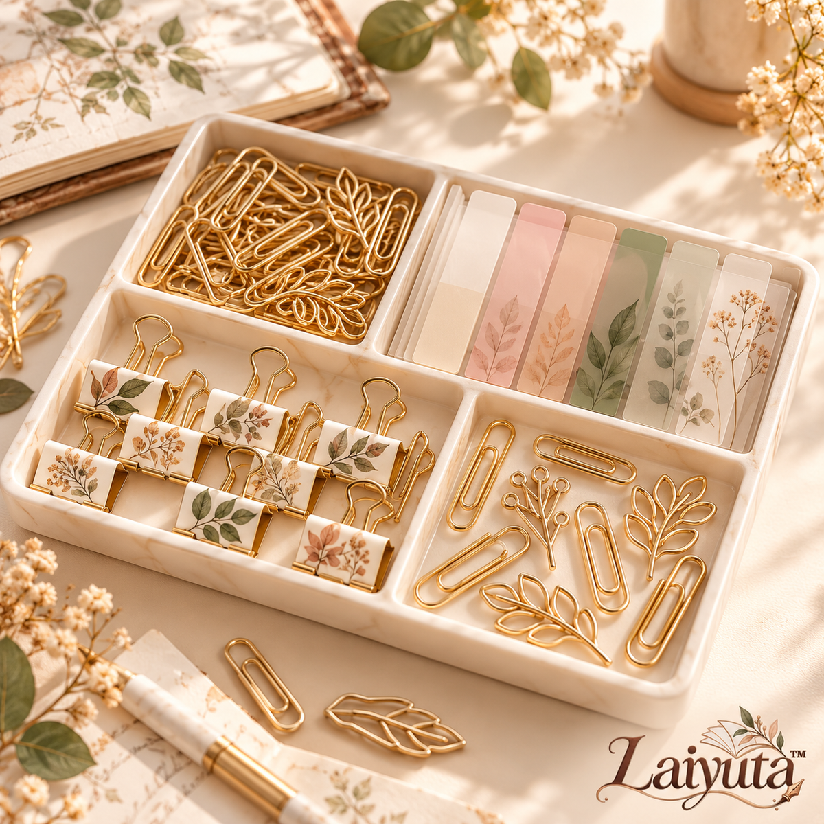 Laiyuta™ Gold Paper Clip & Page Tab Set product image