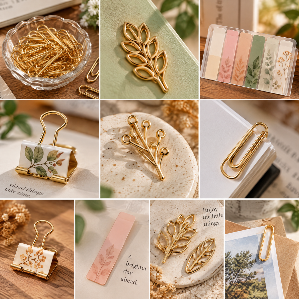 Laiyuta™ Gold Paper Clip & Page Tab Set lifestyle view
