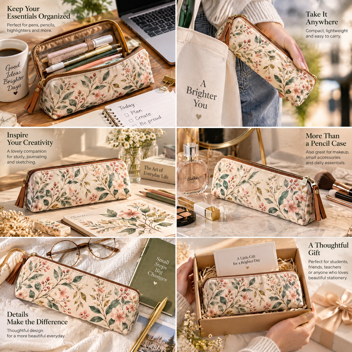 Laiyuta™ Botanical Canvas Pencil Case creative use