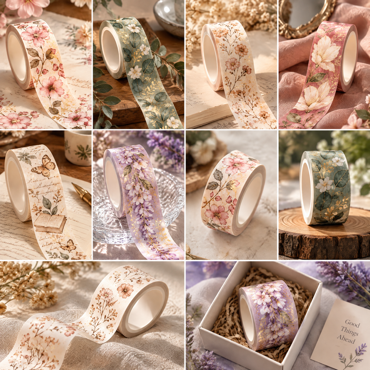 Laiyuta™ Botanical Washi Tape Set detail view
