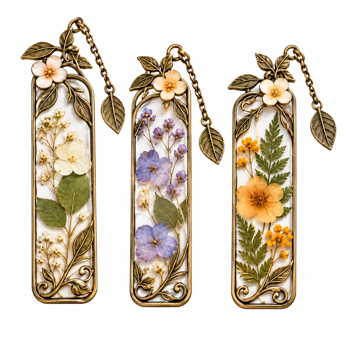 Laiyuta™ Pressed-Flower Brass Bookmark Set creative use