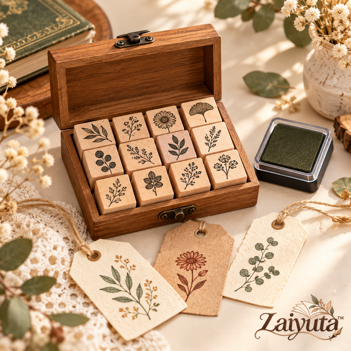 Laiyuta™ Botanical Wooden Rubber Stamp Kit product image